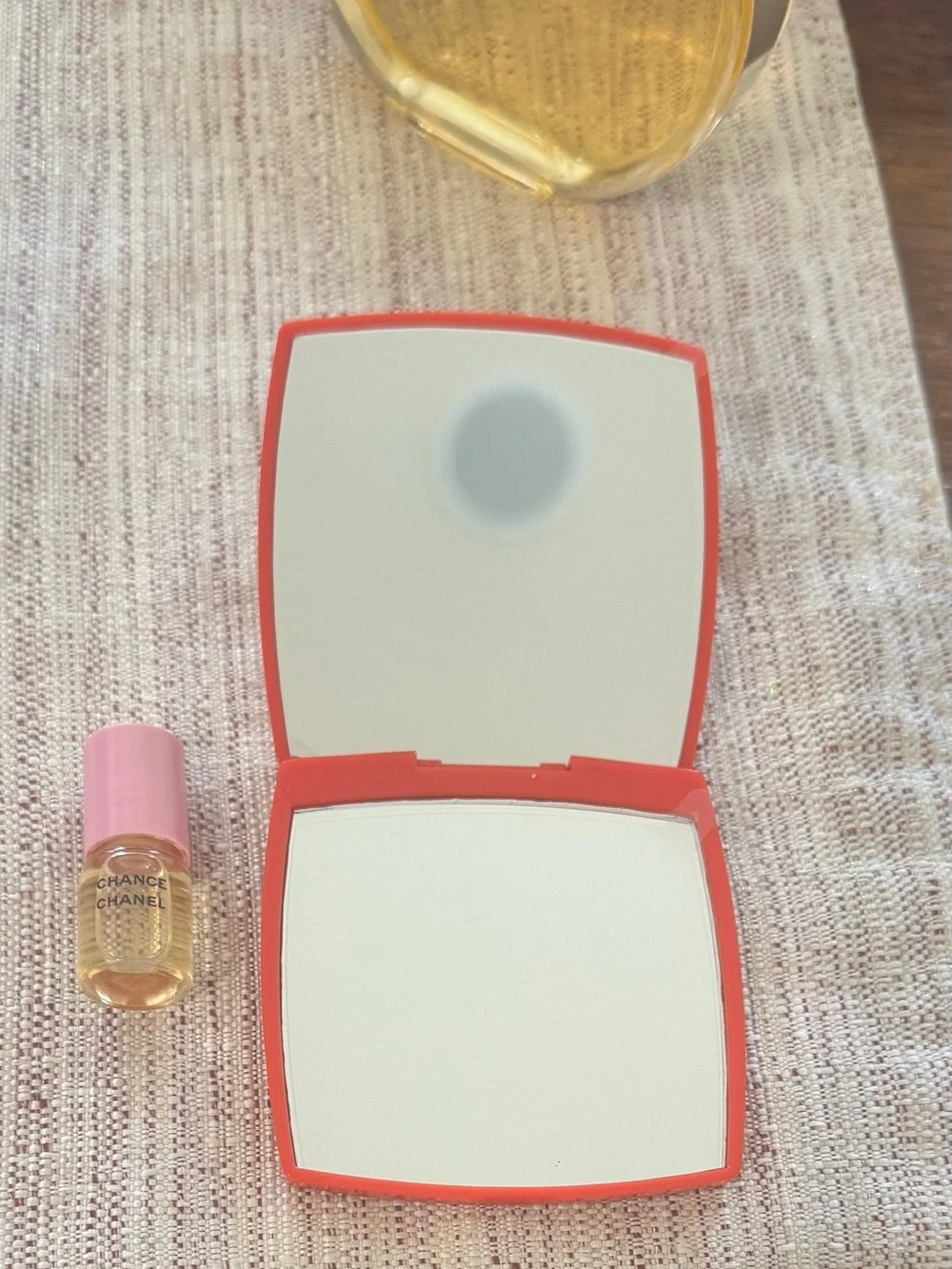 CHANEL Orange Decorative mirrors Compact with Black Logo and Chance delux sample